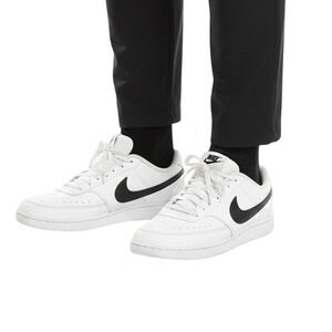Nike‎ Court Vision Low Sneakers Men's 12 White Black Leather Classic Old School